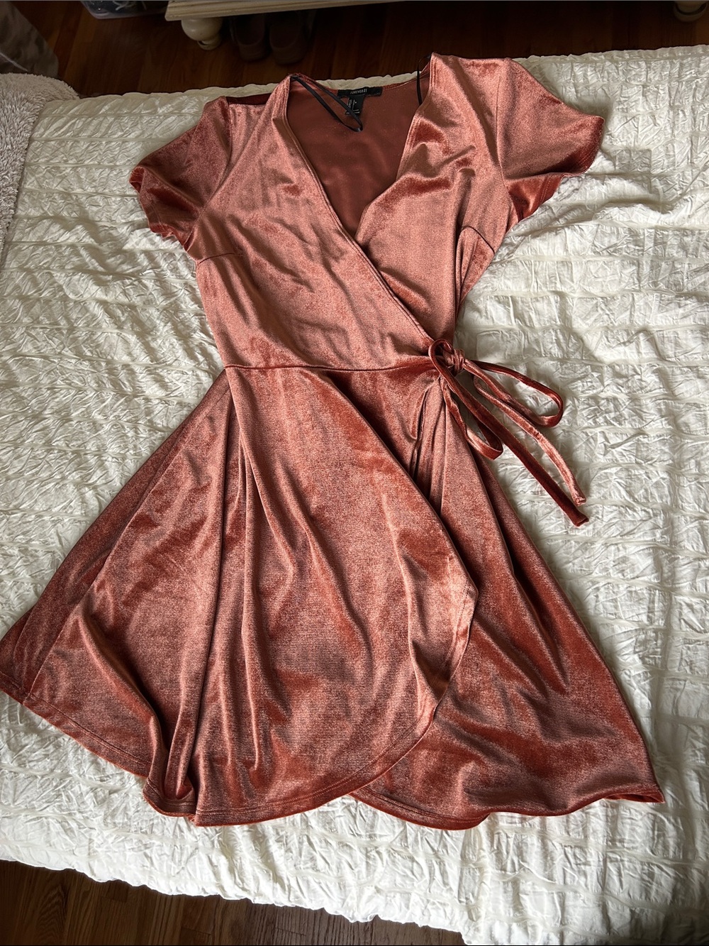 Forever 21 Rust Shimmer Wrap Mini Dress